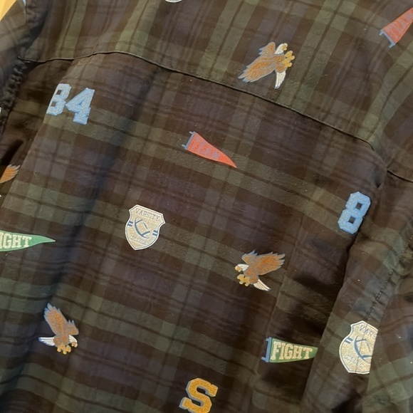 Preppy collegiate varsity game day long sleeve plaid button down shirt unisex XL - Picture 11 of 13